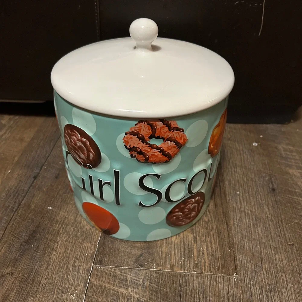 Rare Collectible Girl Scout Cookie Jar - 2006 Ceramic Blue‎ Large 4 Quarts